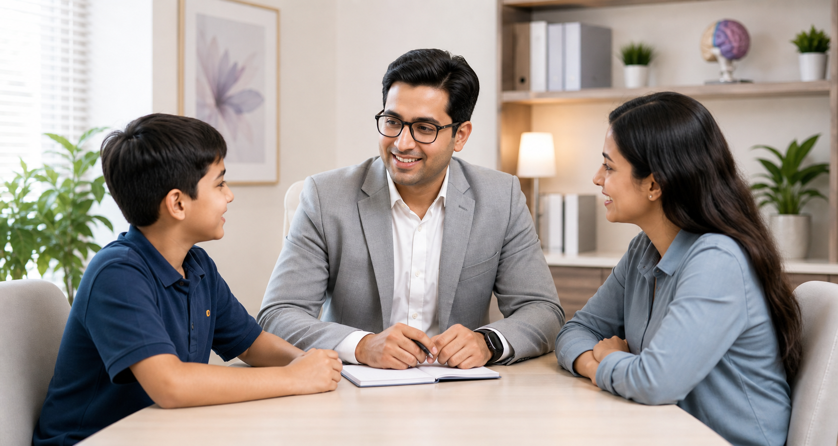 Dr. Ankush Garg consulting with a child and parent